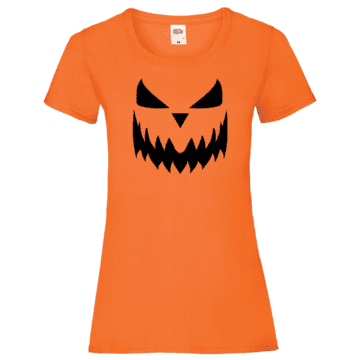 Ladies Pumpkin Face Halloween Tshirt