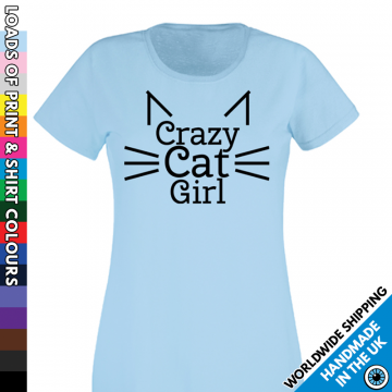 Ladies Crazy Cat Girl T Shirt