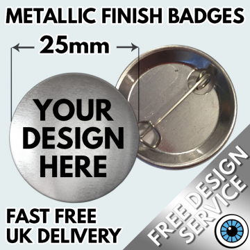 25mm metallic badges