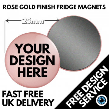 25mm Custom Rose Gold Fridge Magnets