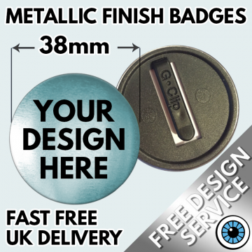 38mm Custom Metallic Safety Back Badges