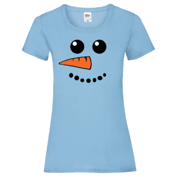 Ladies Snowman Face Christmas Tshirt