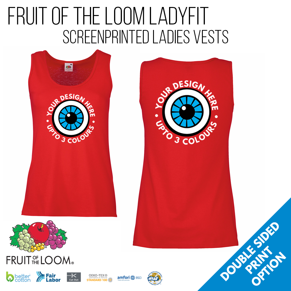 Ladies Custom Screen Printed Vests - Double Sided Print - Gildan