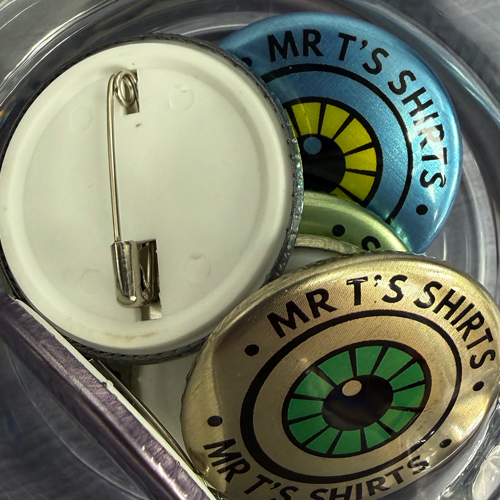 custom metallic badges