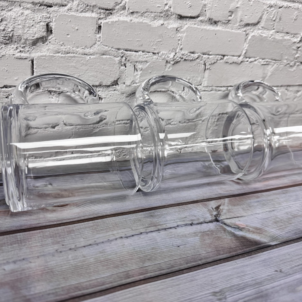 clear glass mug