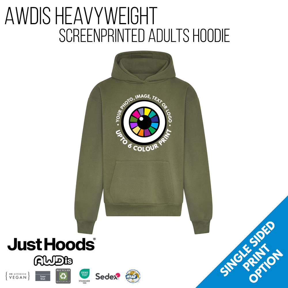 Adults Custom Screen Printed Hoodies - AWDis Signature Heavyweight